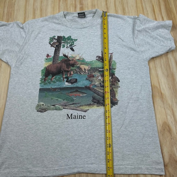 Vintage Maine Nature Animal Tee Size XL Single Stitch Gray Short Sleeve - Picture 5 of 8